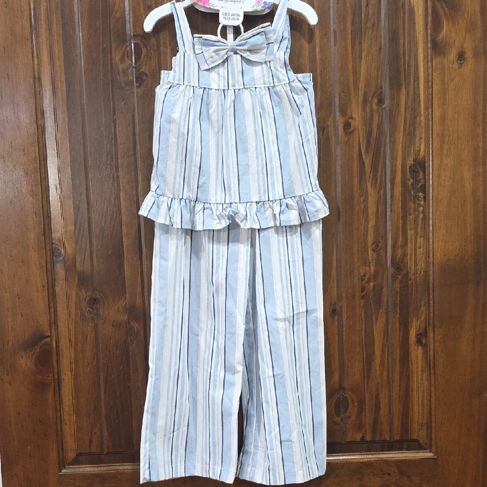 BearPaw Blue and White Striped Kids Matching Set